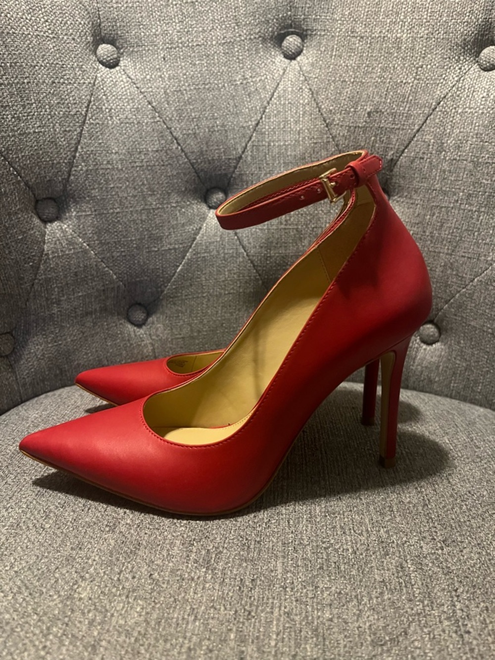 Michael Kors Red Pointed-Toe Ankle-Strap Pumps (Ankle Strap) - Picture 5 of 8